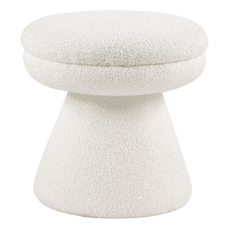 Bowery Hill Mushroom Stool with Teddy Upholstery in Beige for Modern Spaces