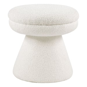 Bowery Hill Mushroom Stool with Teddy Upholstery in Beige for Modern Spaces
