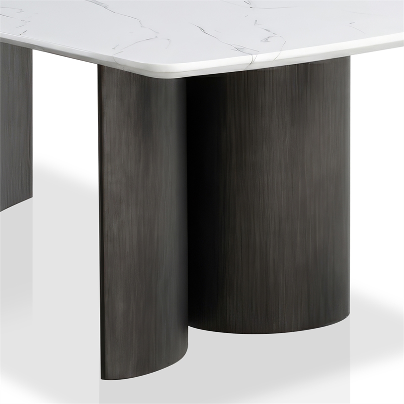 Bowery Hill Faux Marble Top Dining Table Wood White 78 in Modern Design