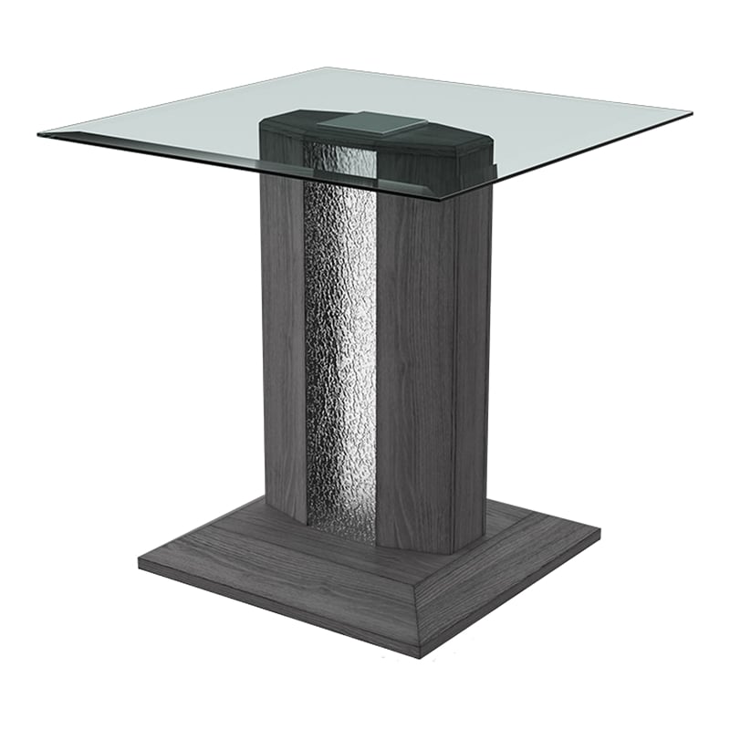 Bowery Hill LED Wood and Glass End Table in Gray with Adjustable Lighting