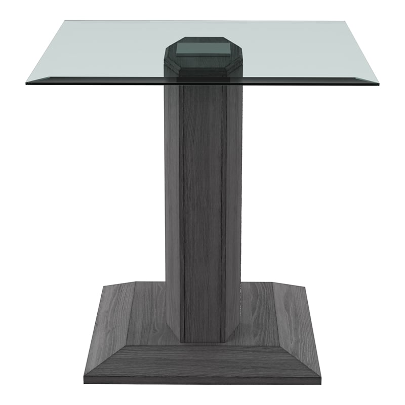 Bowery Hill LED Wood and Glass End Table in Gray with Adjustable Lighting