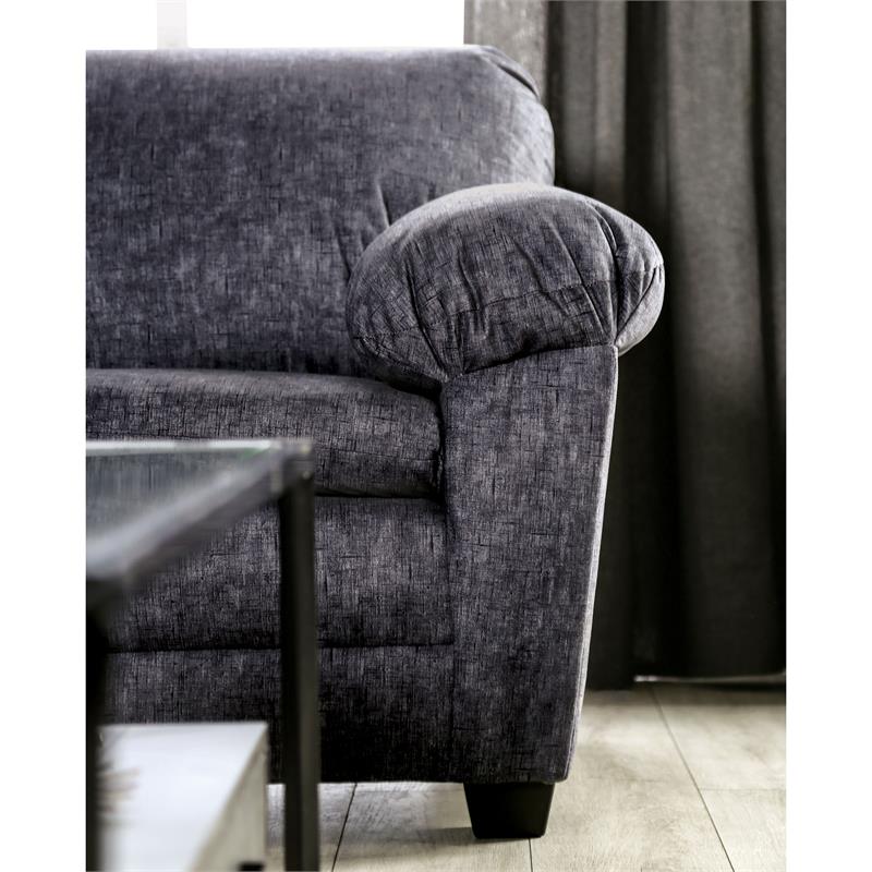 Bowery Hill Contemporary Fabric Upholstered Loveseat in Charcoal