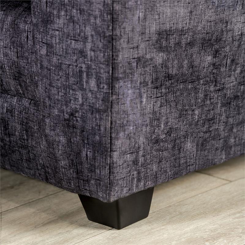 Bowery Hill Contemporary Fabric Upholstered Loveseat in Charcoal