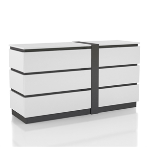 Bowery Hill Contemporary 6-Drawer Solid Wood Dresser in White & Gray