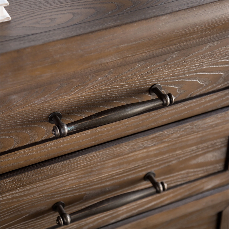 Bowery Hill 2-Piece 8-Drawer Solid Wood Dresser and Mirror Set in Brown