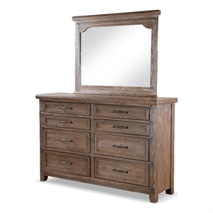 Bowery Hill 2-Piece 8-Drawer Solid Wood Dresser and Mirror Set in Brown