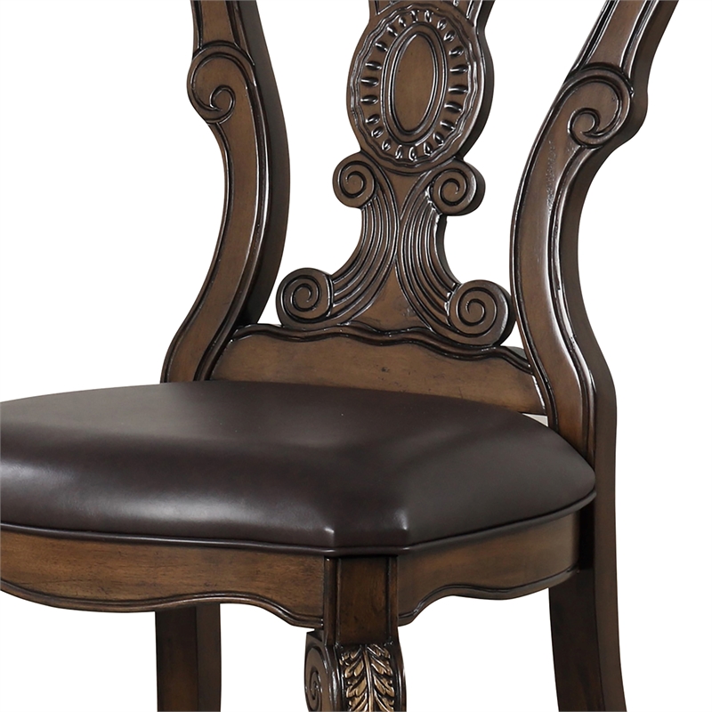 Bowery Hill Solid Wood Padded Side Chairs in Brown (Set of 2)