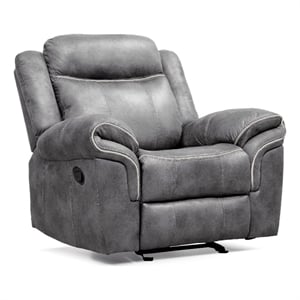 Bowery Hill Faux Leather Manual Glider Recliner in Warm Gray