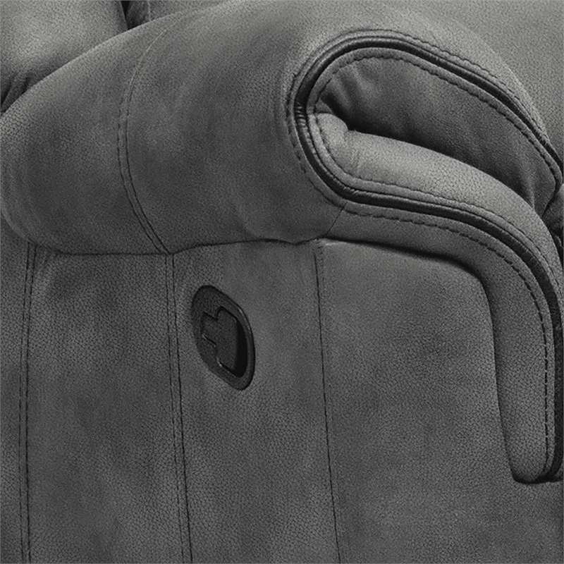 Bowery Hill Faux Leather Manual Glider Recliner in Dark Gray