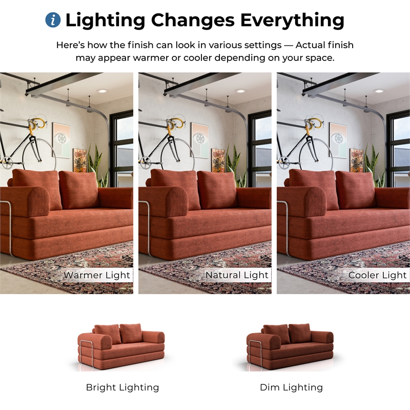 Bowery Hill Modular Foam Sofa with Corduroy Fabric in Rustic Brown