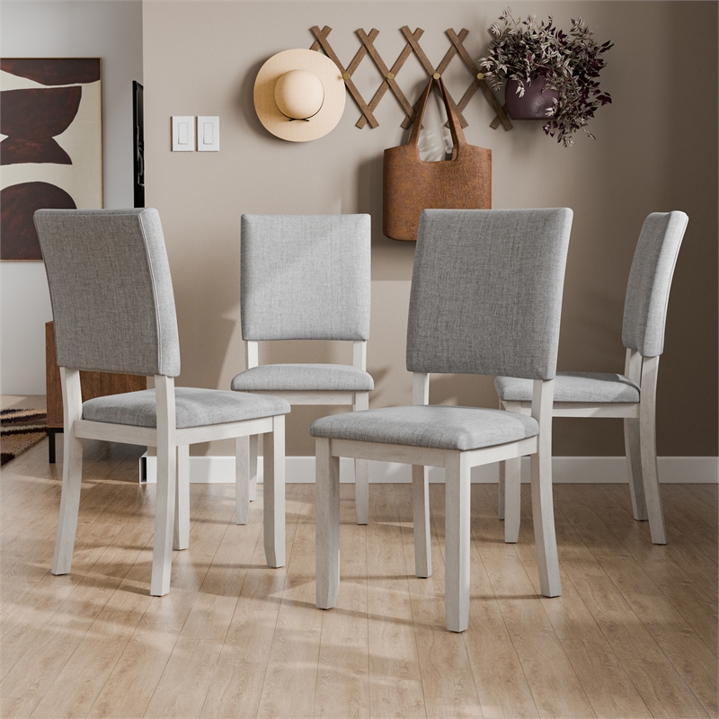 Bowery Hill Fabric Upholstered Gray Side Chairs (Set of 4)