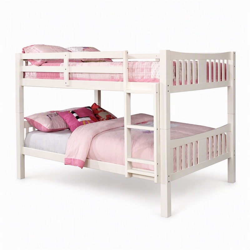 Bowery Hill Twin over Twin Wood Bunk Bed with Ladder in White