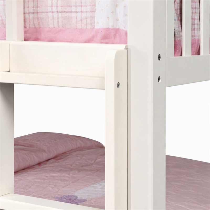 Bowery Hill Twin over Twin Wood Bunk Bed with Ladder in White