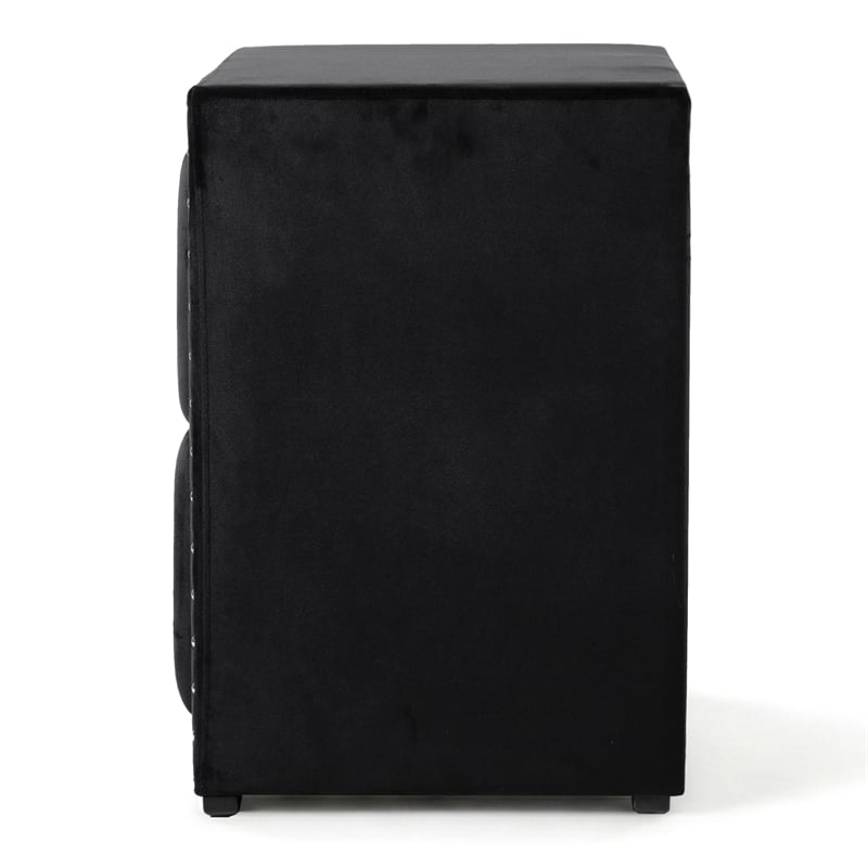 Bowery Hill Black Bedroom Set with Upholstered Queen Bed and Nightstand