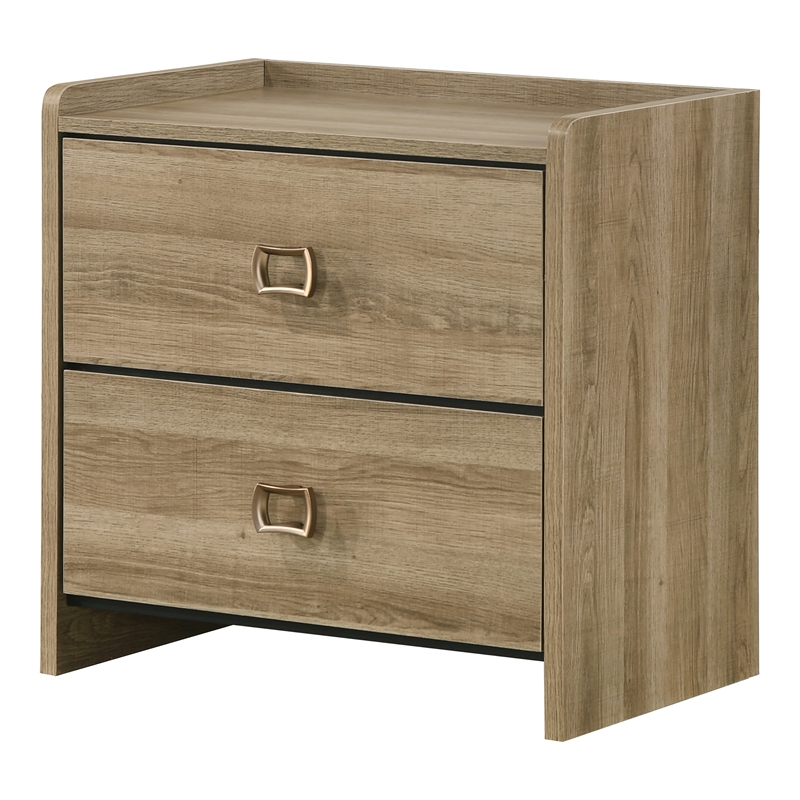 Bowery Hill Dovetail Wood 2-Drawer Nightstand in Dusty Oak Finish