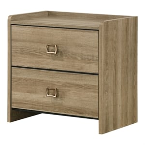 Bowery Hill Dovetail Wood 2-Drawer Nightstand in Dusty Oak Finish