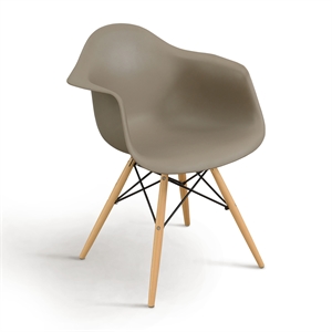Bowery Hill 2-Piece Mid-Century Brown Dining Arm Chair Set in Plastic