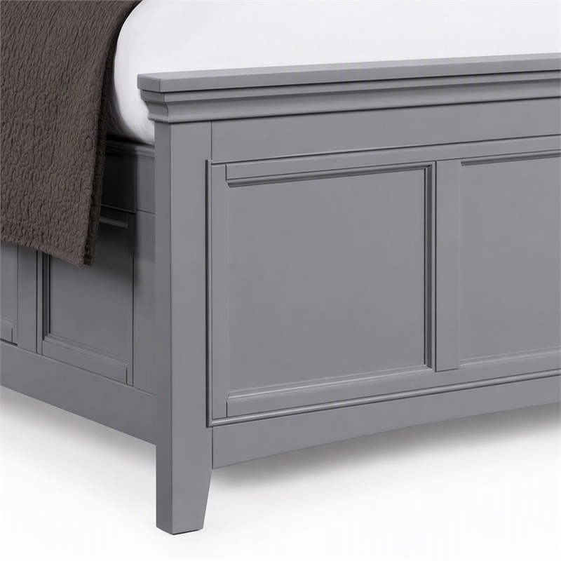 Bowery Hill Transitional Queen Bed with Drawers in Cool Gray Finish