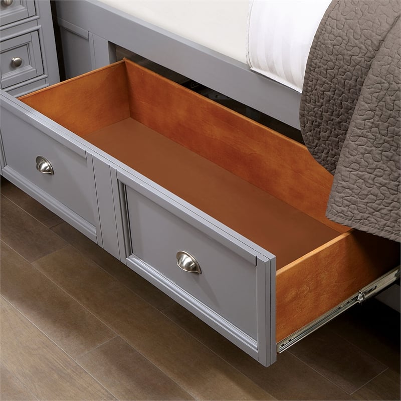 Bowery Hill Transitional Wood Full Bed with Storage in Gray