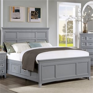 Bowery Hill Transitional Wood Full Bed with Storage in Gray