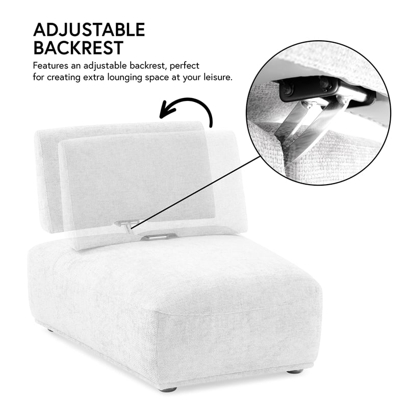 Bowery Hill Modern Beige Boucle Armless Chair with Adjustable Backrest