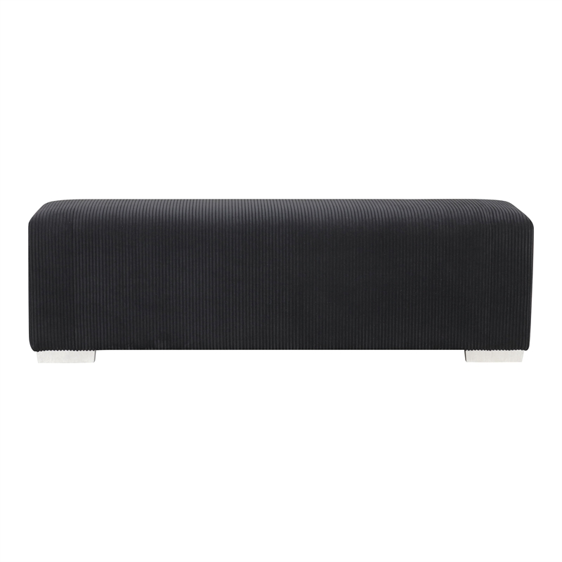 Bowery Hill Black Fabric Bench with Fireplace and Bluetooth Audio
