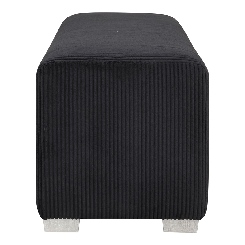 Bowery Hill Black Fabric Bench with Fireplace and Bluetooth Audio