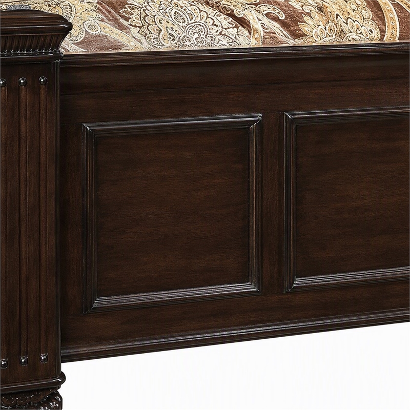 Bowery Hill Solid Wood Queen Panel Bed in Dark Walnut