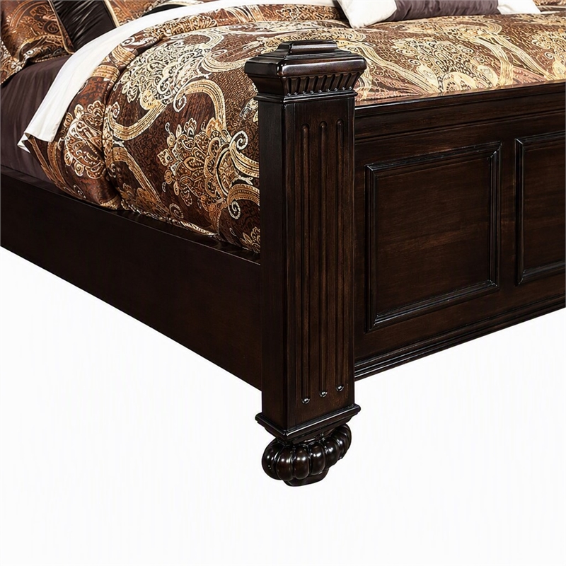 Bowery Hill Solid Wood Queen Panel Bed in Dark Walnut