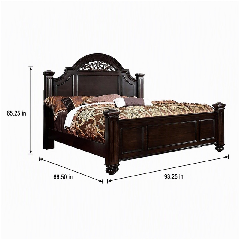 Bowery Hill Solid Wood Queen Panel Bed in Dark Walnut