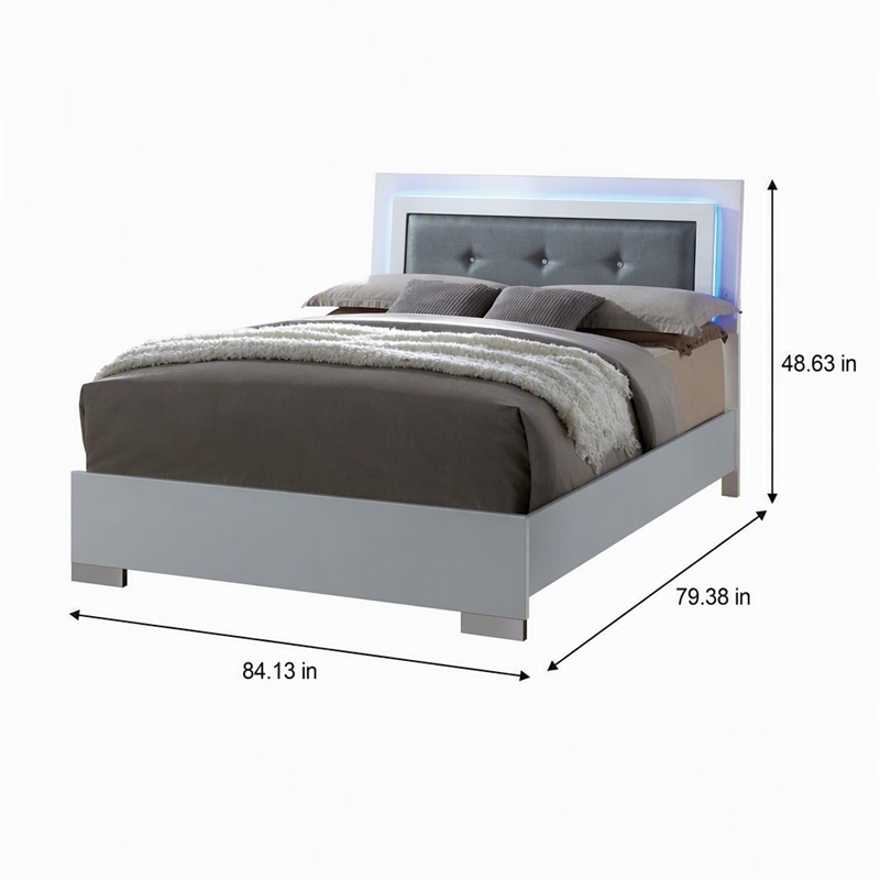 Bowery Hill King Wood Platform Bed with Tufted Faux Leather Headboard