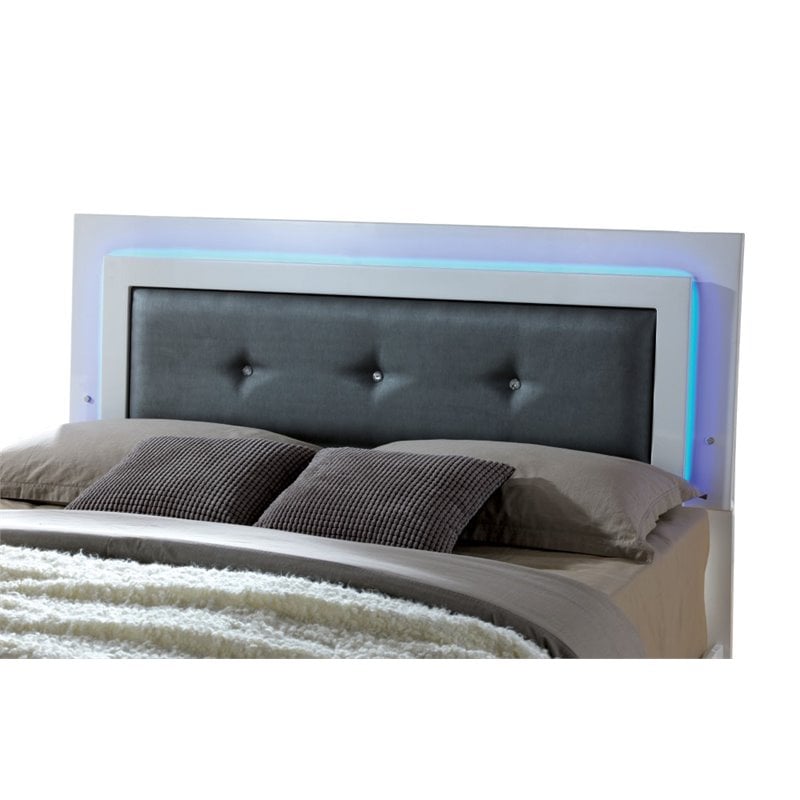 Bowery Hill King Wood Platform Bed with Tufted Faux Leather Headboard