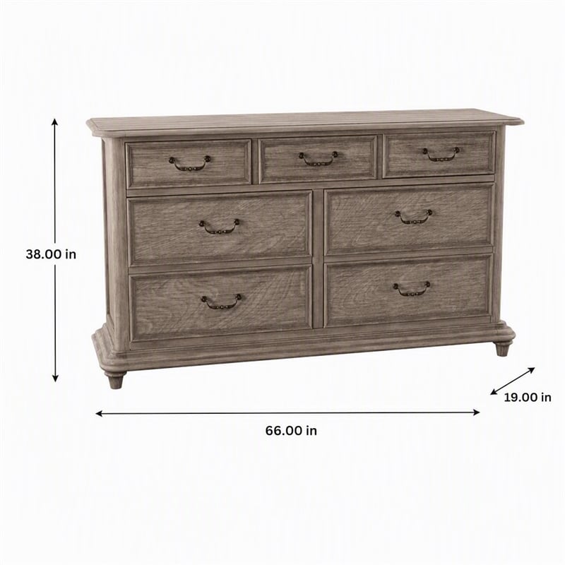 Bowery Hill Solid Wood 7-Drawer Dresser in Rustic Natural Tone Finish