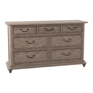 Bowery Hill Solid Wood 7-Drawer Dresser in Rustic Natural Tone Finish