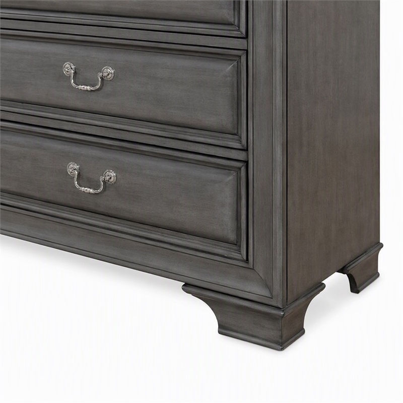 Bowery Hill Wood 10-Drawer Double Dresser in Gray