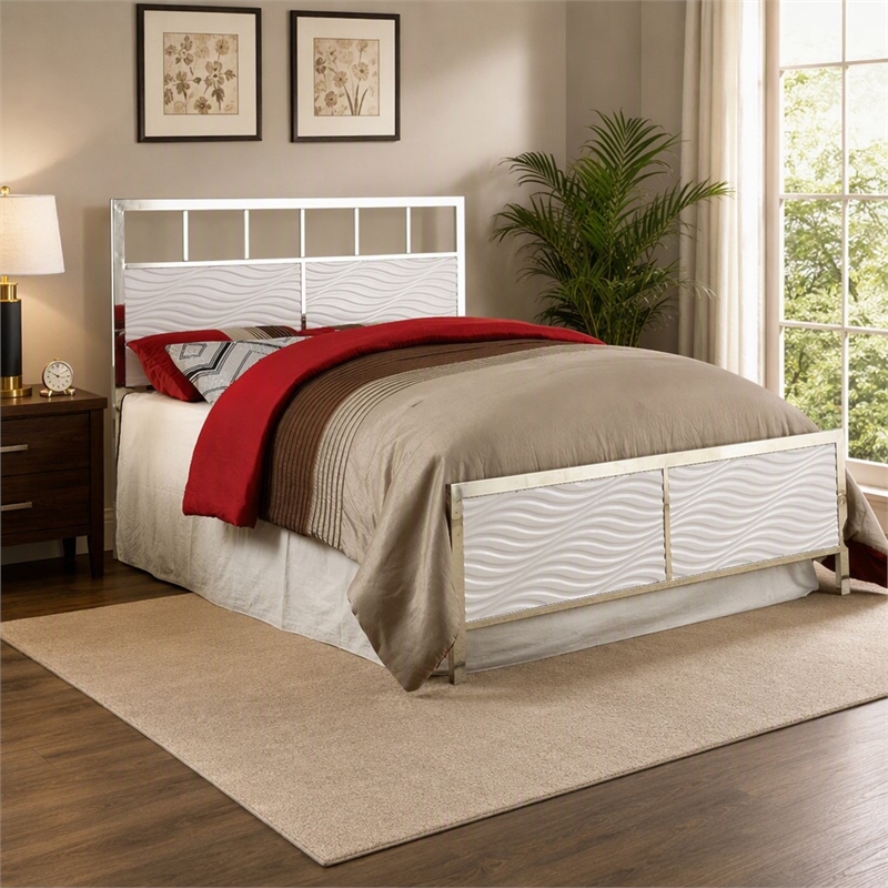 Bowery Hill Wood King Headboard and Footboard in White