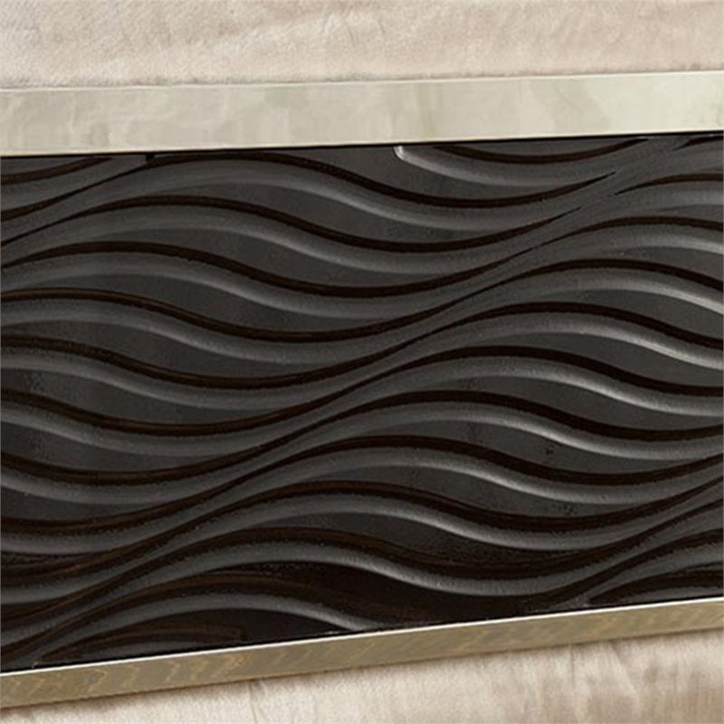 Bowery Hill Faux Leather Full/Queen Spindle Headboard in Black