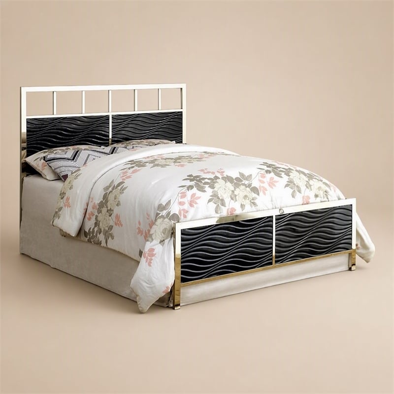 Bowery Hill Faux Leather Full/Queen Spindle Headboard in Black