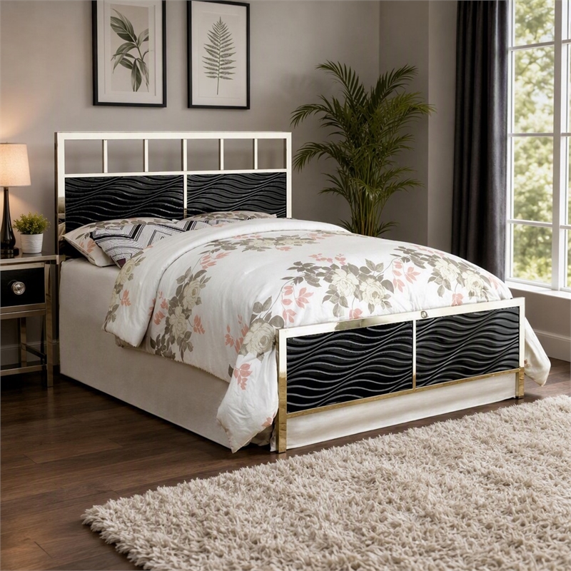 Bowery Hill Faux Leather Full/Queen Spindle Headboard in Black