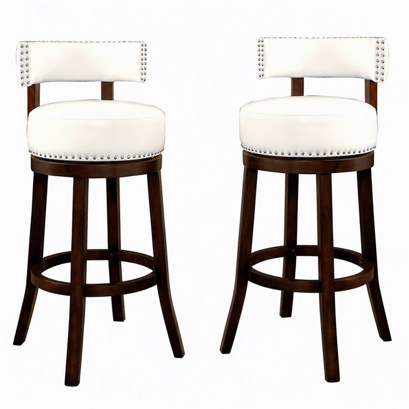 Bowery Hill Faux Leather 29-Inch Bar Stool in White (Set of 2)