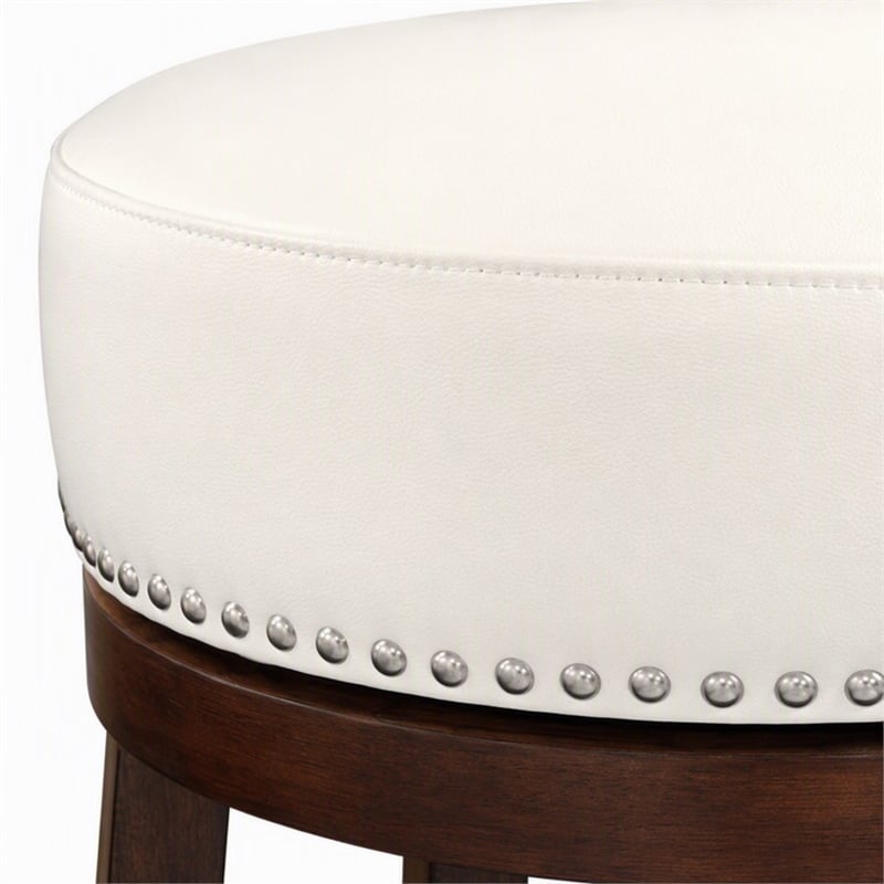 Bowery Hill Faux Leather 29-Inch Bar Stool in White (Set of 2)