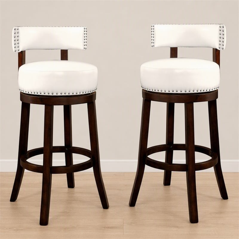 Bowery Hill Faux Leather 29-Inch Bar Stool in White (Set of 2)