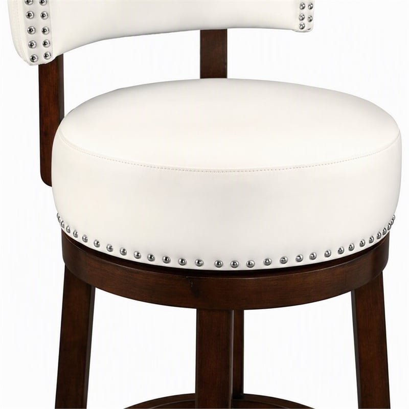 Bowery Hill Faux Leather 29-Inch Bar Stool in White (Set of 2)