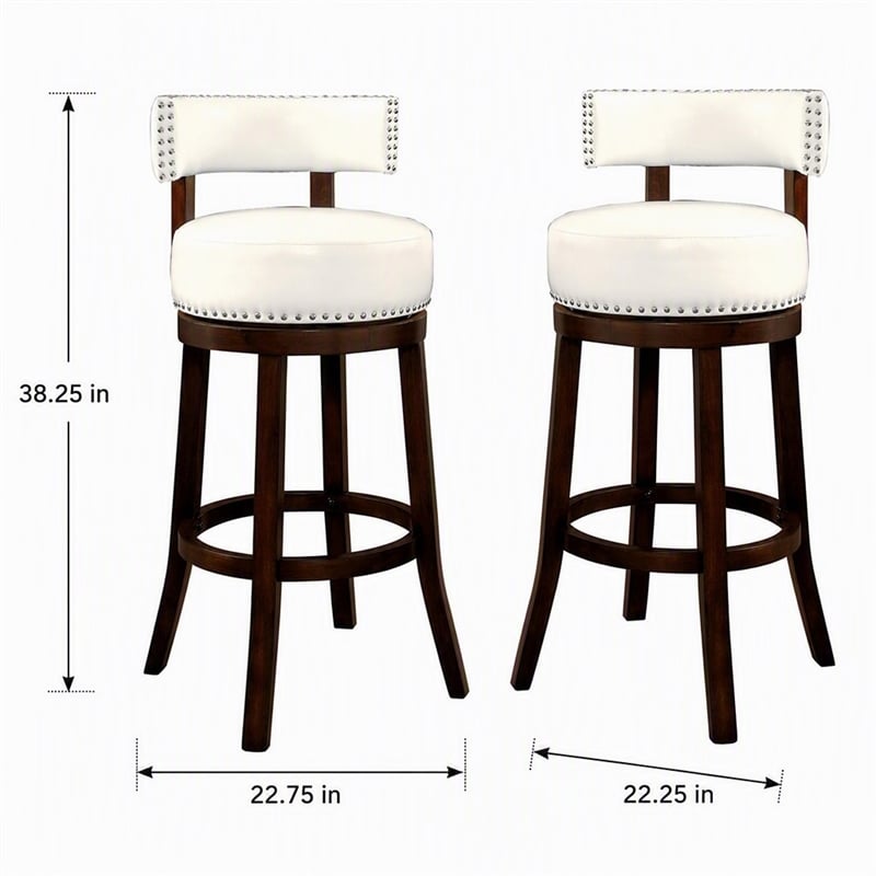Bowery Hill Faux Leather 29-Inch Bar Stool in White (Set of 2)