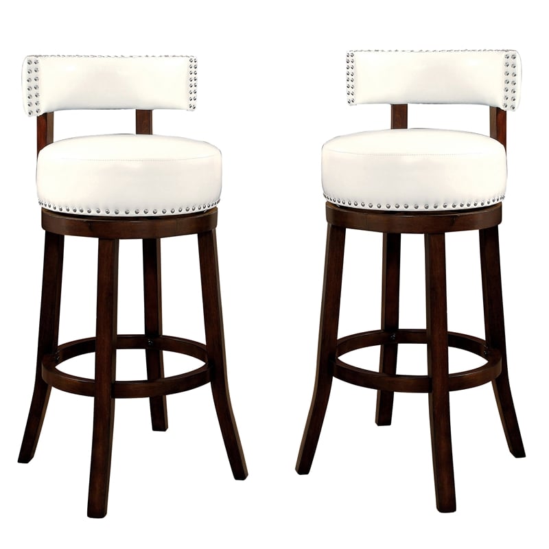 Bowery Hill Faux Leather 29-Inch Bar Stool in White (Set of 2)