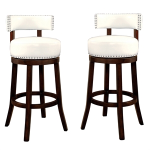 Bowery Hill Faux Leather 29-Inch Bar Stool in White (Set of 2)