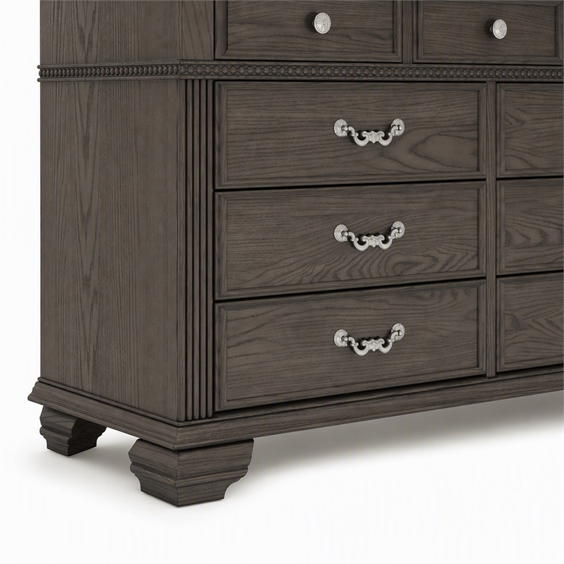 Bowery Hill Traditional 9-Drawer Wood Dresser in Gray Finish