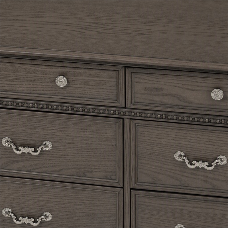 Bowery Hill Traditional 9-Drawer Wood Dresser in Gray Finish
