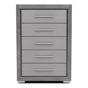 Bowery Hill Transitional Wood 5-Drawer Chest in Gray