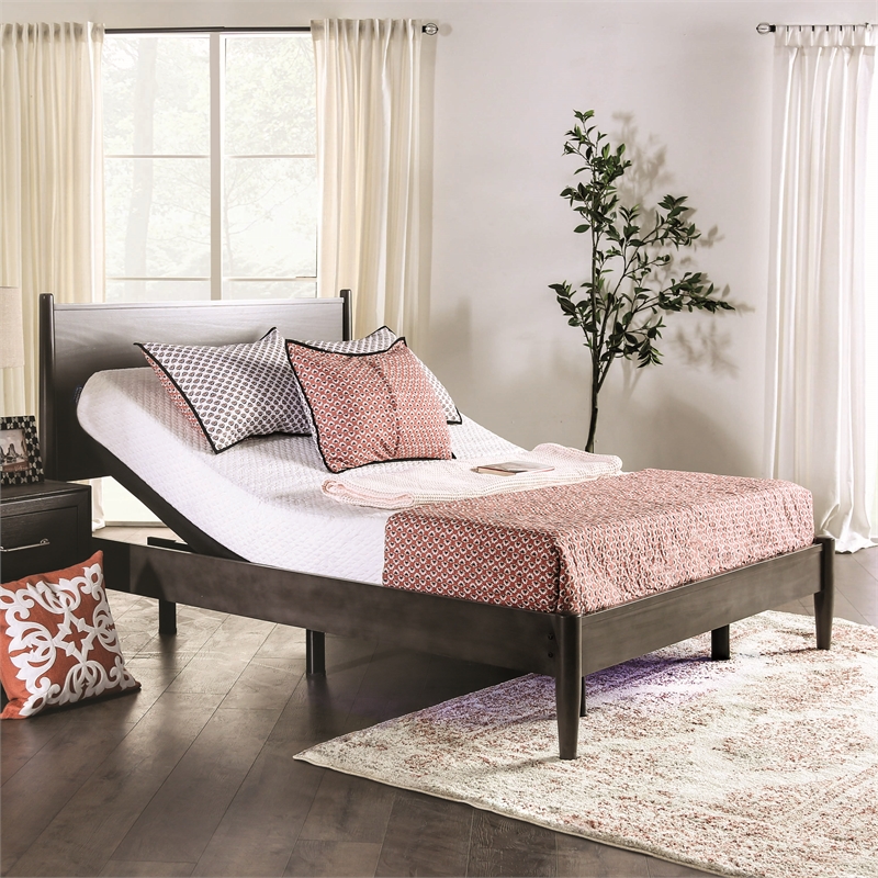 Bowery Hill Adjustable Twin XL Metal Bed Frame in Black